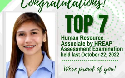 MS. COSIP LANDED THE TOP 7 SPOT IN THE HREAP ASSESSMENT EXAMINATION