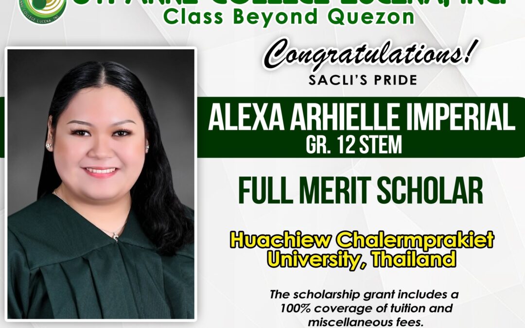 Full Merit Scholar & Global Achiever: Congratulations, Alexa Arhielle Imperial!