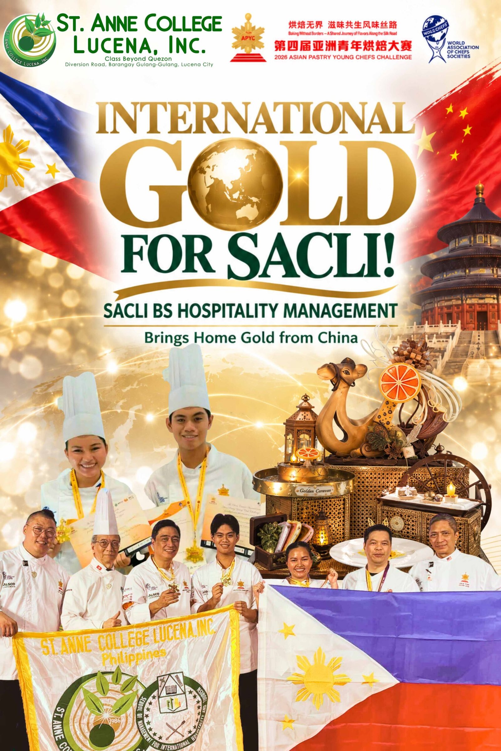 SACLI BS HOSPITALITY MANAGEMENT BRINGS HOME INTERNATIONAL GOLD FROM CHINA